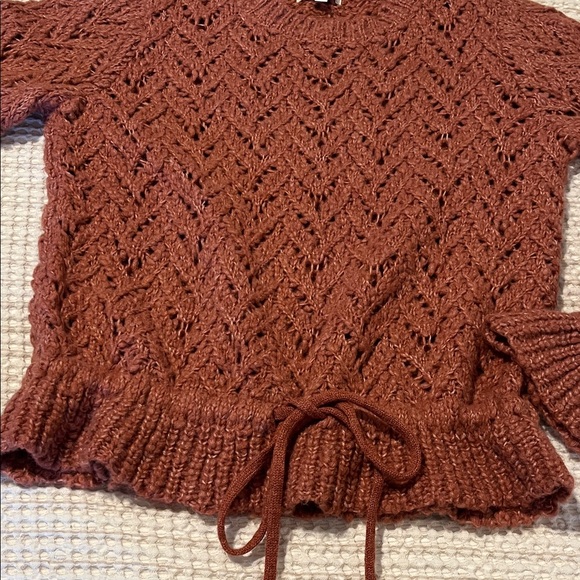 Bohme Terracotta Knit Sweater with Ruffle sleeves. - Picture 4 of 5